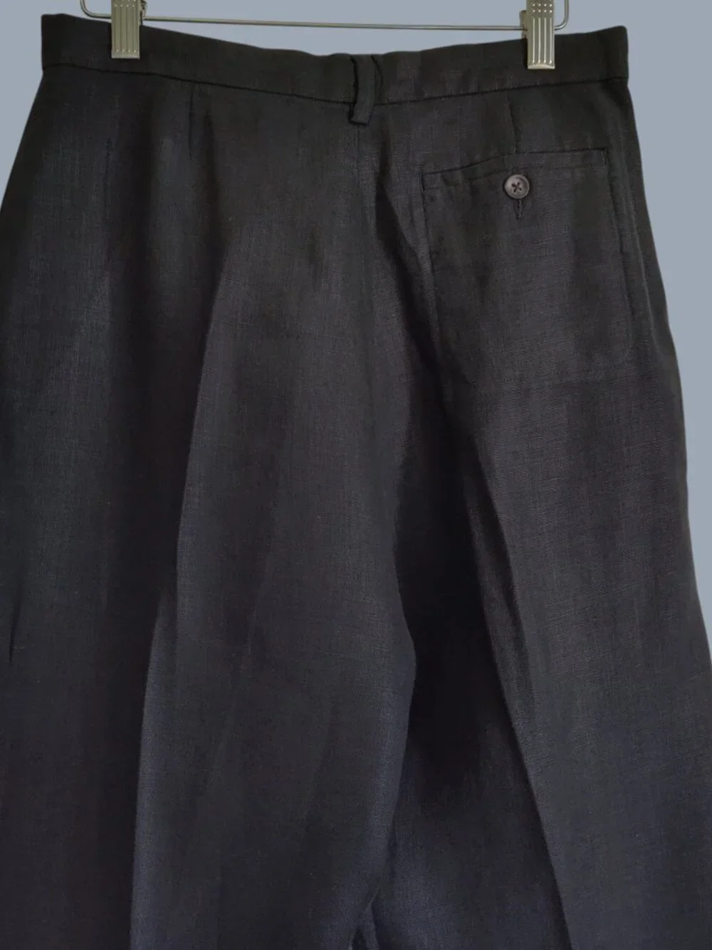 Banana Republic Womens Linen Pants Black High Rise Wide Leg Relaxed Fit 10